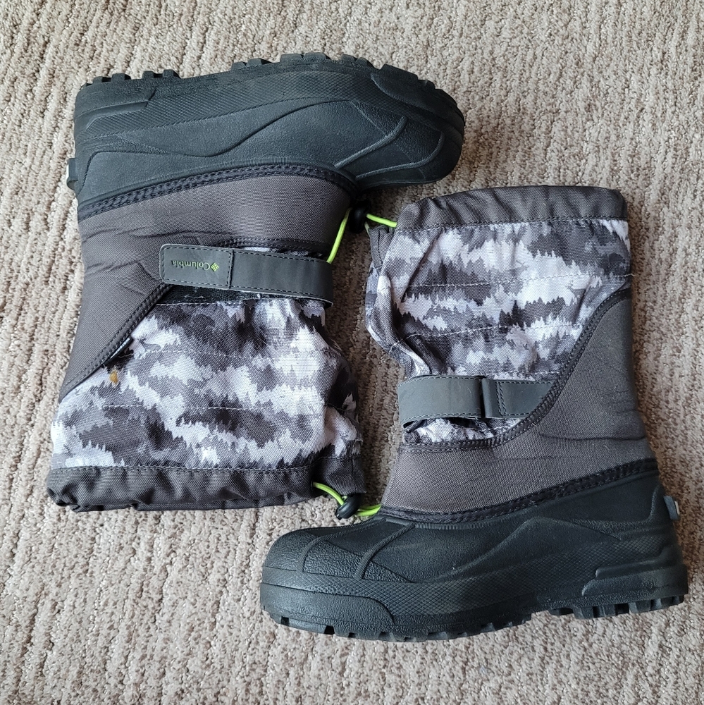 COLUMBIA WATERPROOF WINTER BOOTS SNOW BOOTS GREY BLACK CAMO BIG KIDS SIZE 5 - Picture 4 of 16